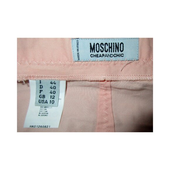 Vintage Moschino Cheap and Chic Pleated Peach Ribbon Skirt 100% Cotton Size 10 - Picture 7 of 8